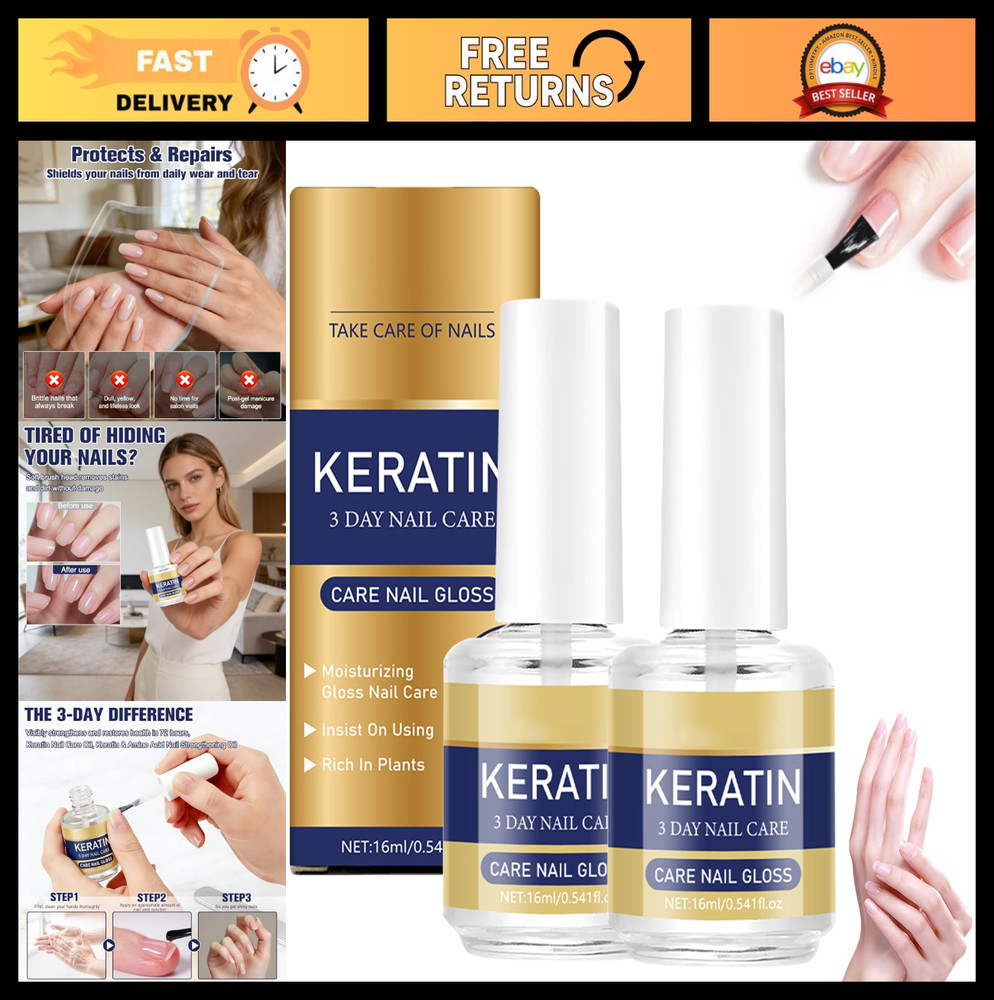 Moisturizing Keratin Nail Care Oil – Strengthens & Glossy Finish, Aloe Vera & La