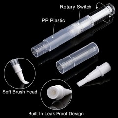 10Pcs 3ml Transparent Twist Pens Cuticle Oil Pen Empty Nail Oil Pen w/ Brush Tip