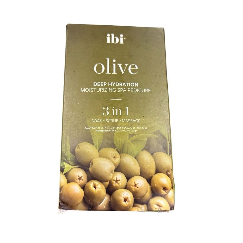 IBI Olive Deep Hydration Spa Pedicure 3-in-1 Set Soak Scrub Massage Olive Oil