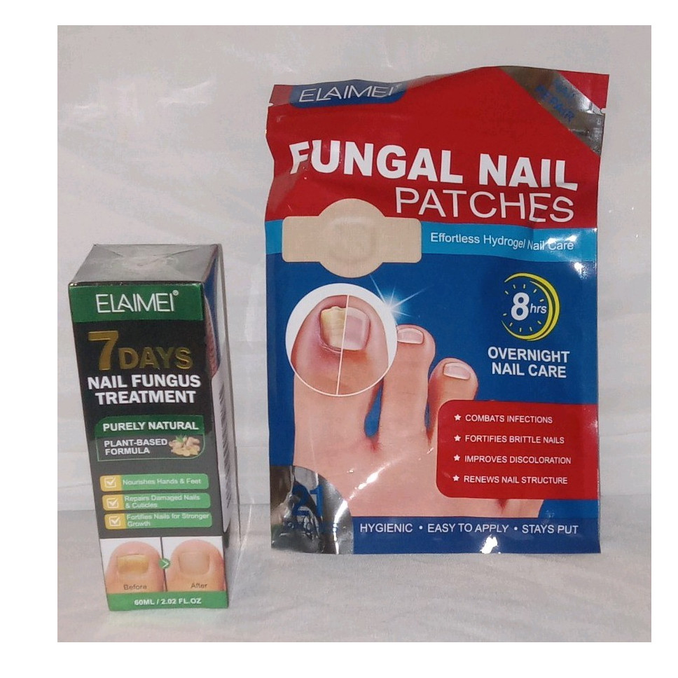 ELAIMEI Nail Strengthener Patch & Liquid Set with Tea Tree Oil Nano Silver 60ml
