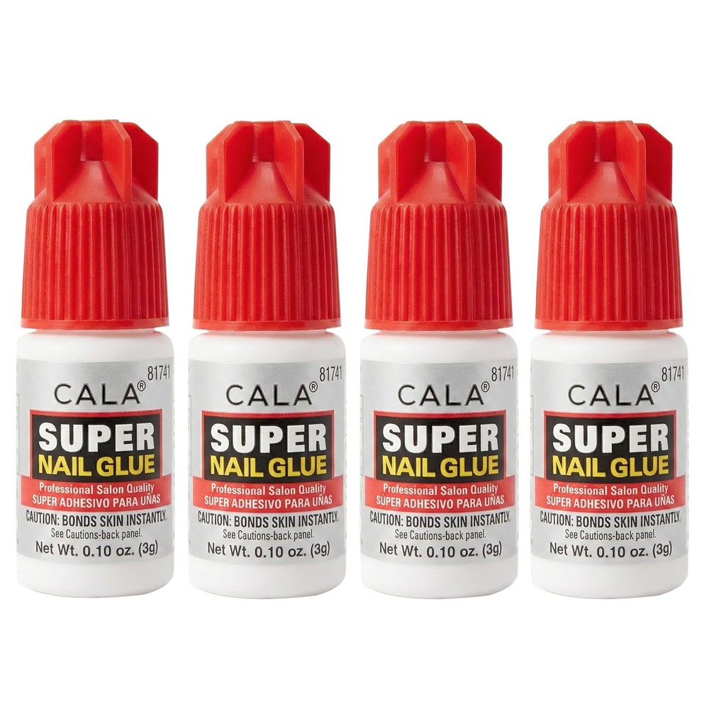 CALA Super Nail Glue – Professional Quick Dry 0.10 Ounce (Pack of 4), Clear