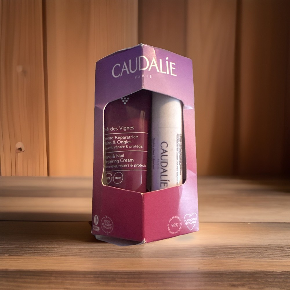 DUO Caudalie Thé des Vignes Hand & Nail Repairing Cream 30ml + Lip Stick 4.5g