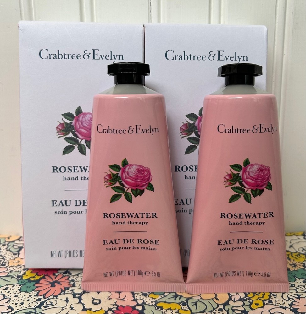 LOT OF TWO 3.5 oz CRABTREE & EVELYN – ROSEWATER – HAND THERAPY CREAM SEALED