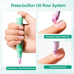 6Ml Ceramic Cuticle Oil Pusher Pen, Cuticle Remover & Cuticle Oil Pen, Nail Care
