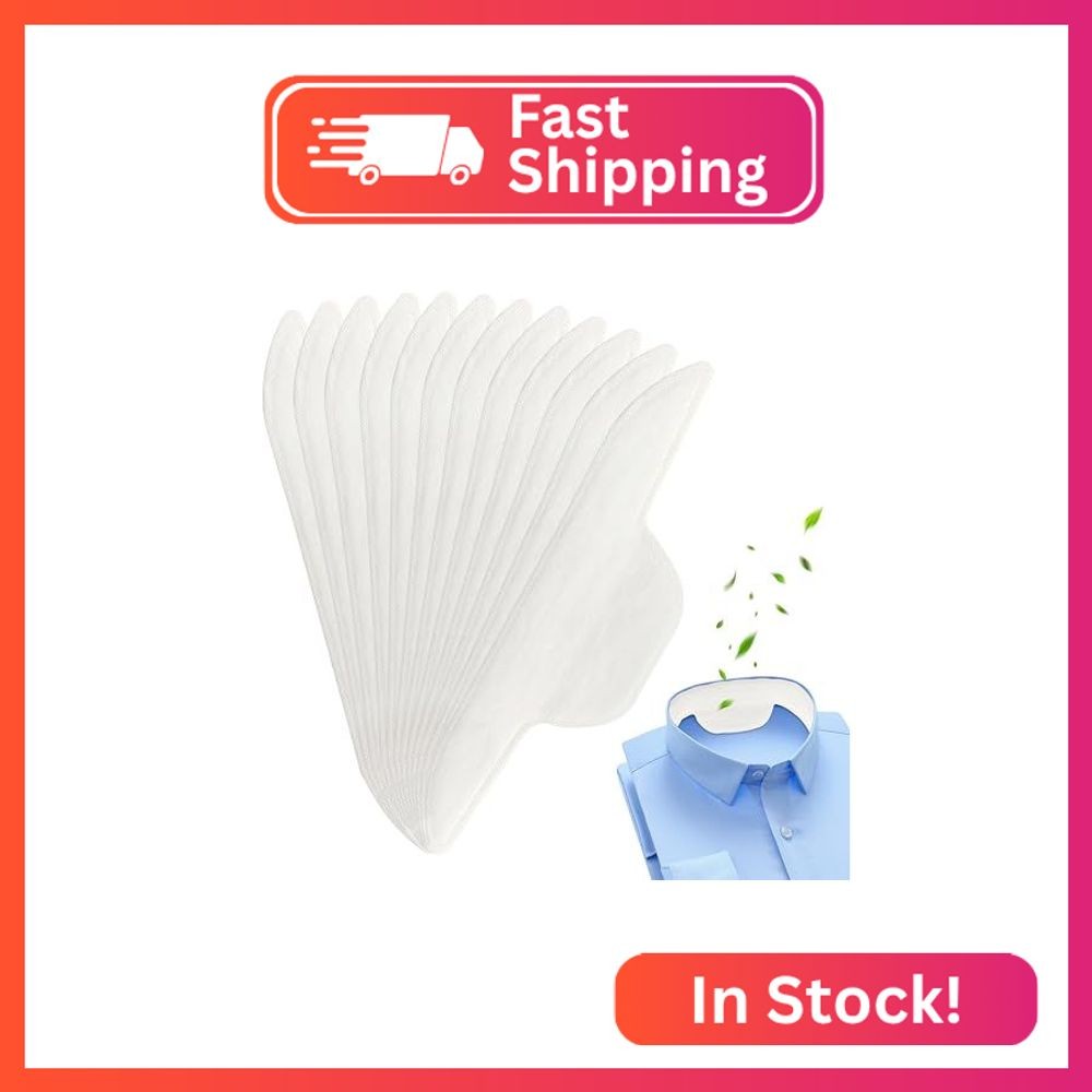 Collar Sweat Pads for Women & Men [50Pcs] – Disposable Shirt Neck Protectors, Ex