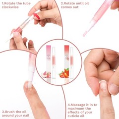 Meschett 2PCS Cuticle Oil 0.07 Fl Oz (Pack of 2), Peach & Strawberry Flavors