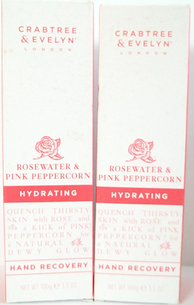Crabtree & Evelyn ROSEWATER PINK PEPPERCORN Hand Recovery 3.5 oz/100 g, NEW x 2