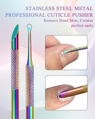 Dual Ended Cuticle Remover, Pusher & Nail File Set for Salon & Home Use
