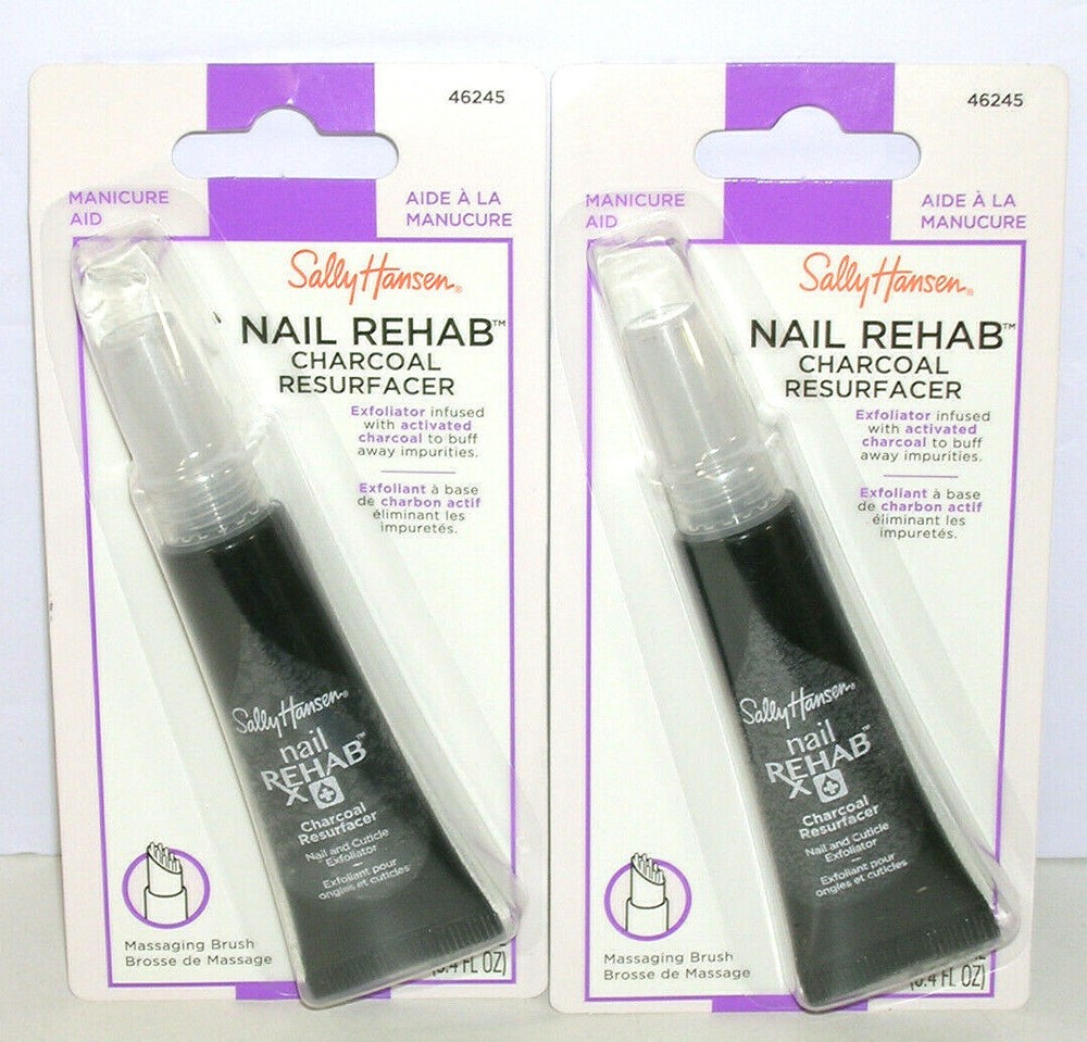 Sally Hansen Nail/Cuticle Rehab Charcoal Resurfacer .4oz Exfoliator 46245 3 Lot