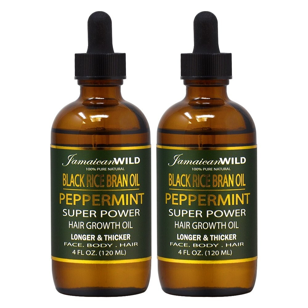 Jamaican Wild Black Rice Bran Peppermint Oil 4oz (Pack of 2)