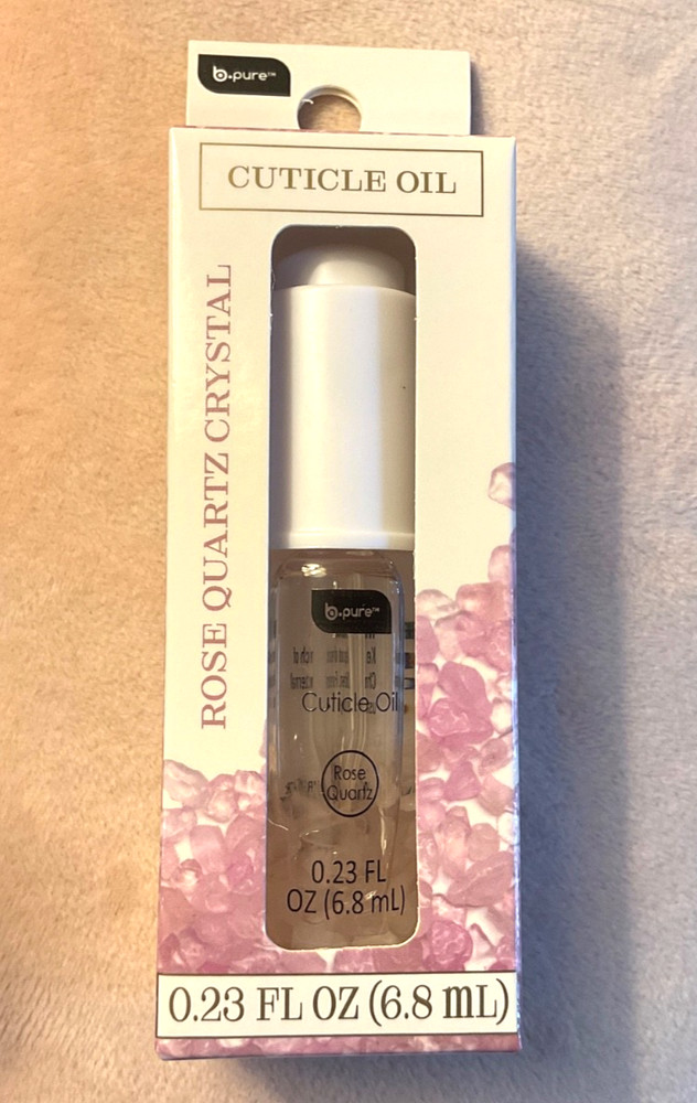 1 Bottle Eye Dropper B-Pure Cuticle CRYSTAL Oil ROSE QUARTZ Crystal 0.23fl.oz.