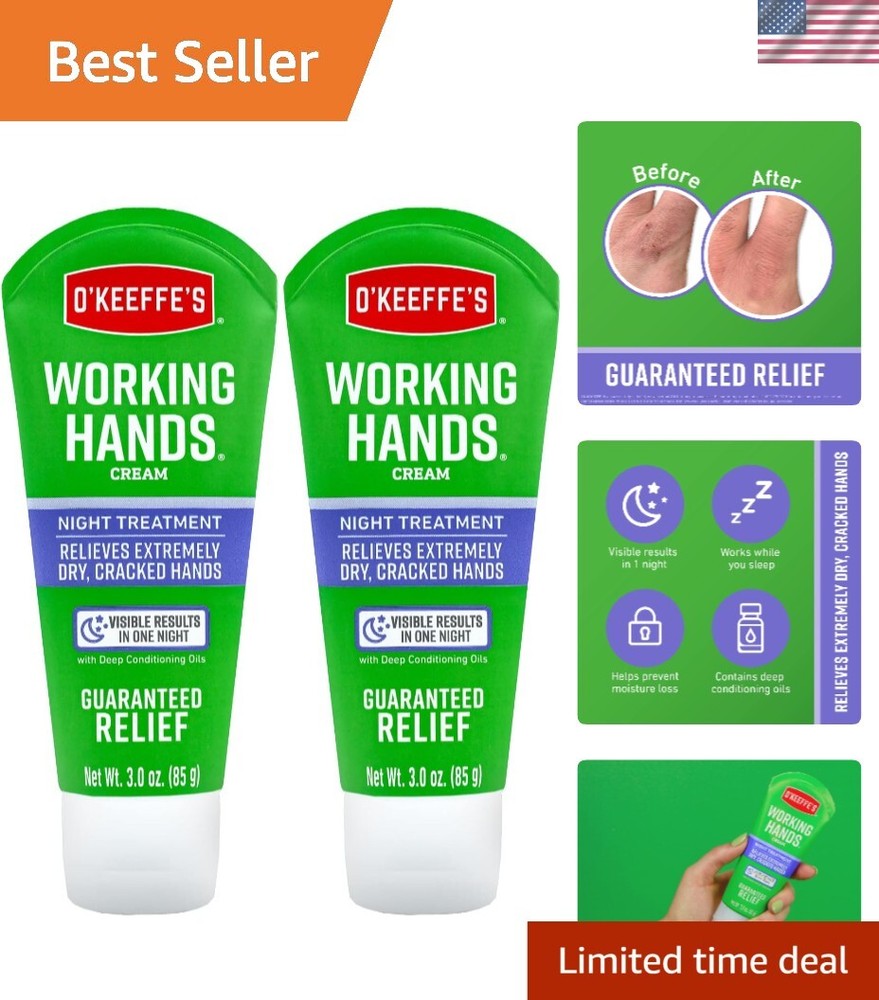 O Keeffe’s Working Hands Night Treatment Cream – 2-Pack for Deep Hydration