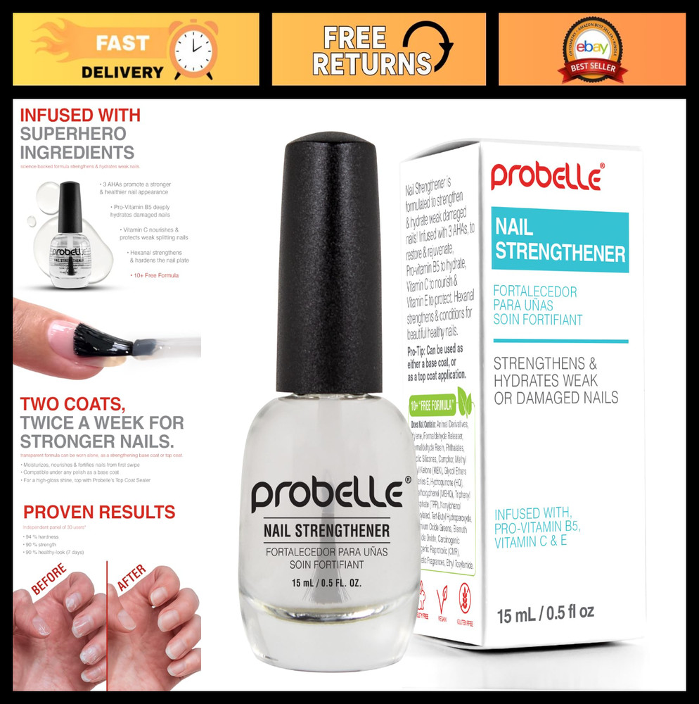 Natural Nail Strengthener & Growth Treatment – Clear Polish for Weak, Damaged Na