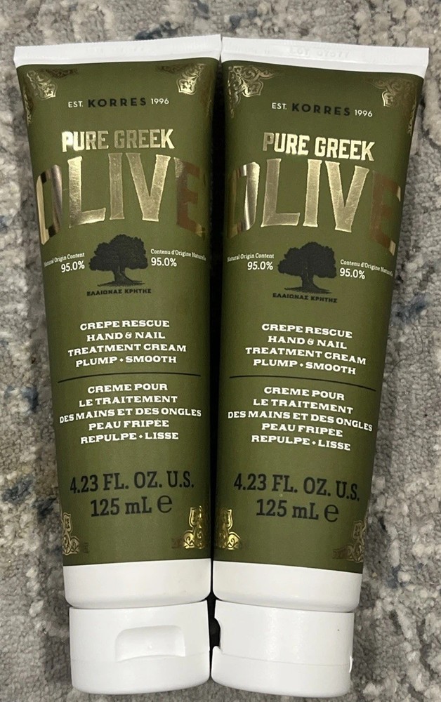 KORRES PURE GREEK OLIVE OIL CREPE RESCUE HAND & NAIL CREAM 4.23 fl oz. Lot Of 2