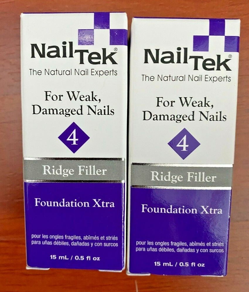 NailTek 4 Foundation Xtra Ridge Filler for weak, Damaged nail 0.5 oz -pack of 2