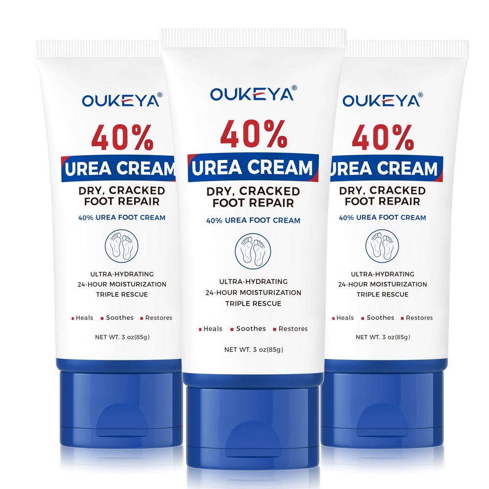 OUKEYA Urea Cream 40 Percent Tube 3 Oz, 3 Ounce (Pack of 3), 3