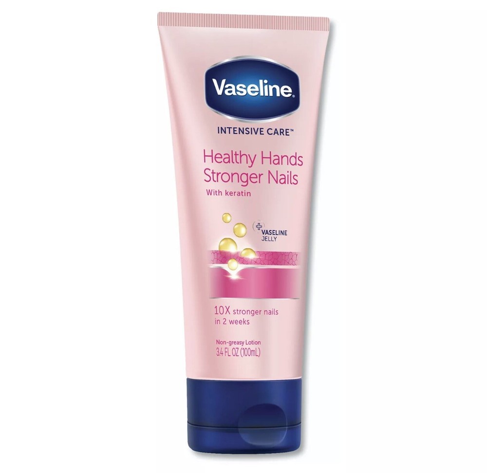 (3) Vaseline Healthy Hands Stronger Nails Hand Lotion 3.4 oz Each Tubes ~ New