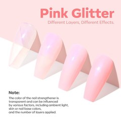 modelones Nail Strengthener, Sparkle 0.5 Fl Oz (Pack of 1), A4-Glitter Pink