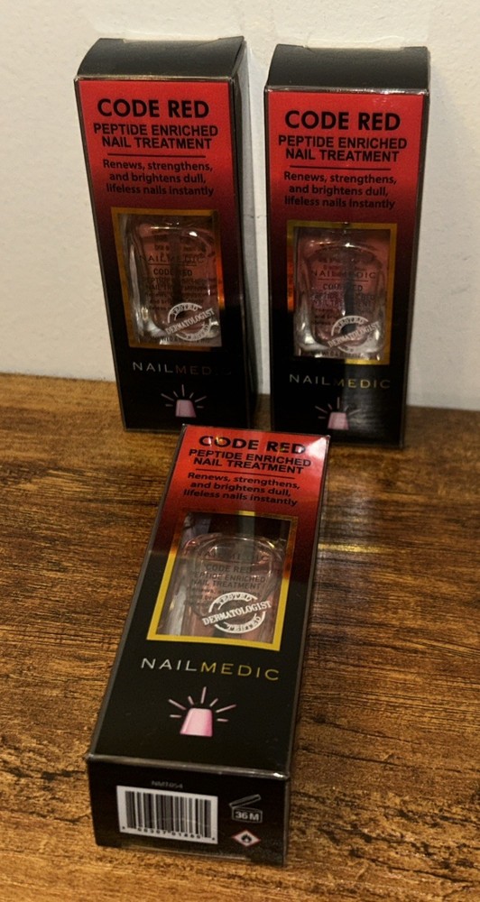 3 Packs, Nail Medic Nail Strengthener Peptide Treatment Enriched by Code Red