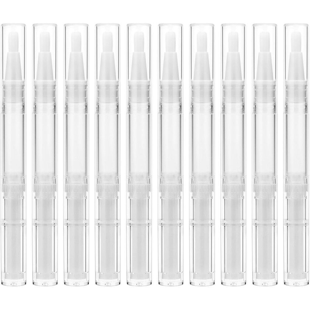 10Pcs 3ml Transparent Twist Pens Cuticle Oil Pen Empty Nail Oil Pen w/ Brush Tip