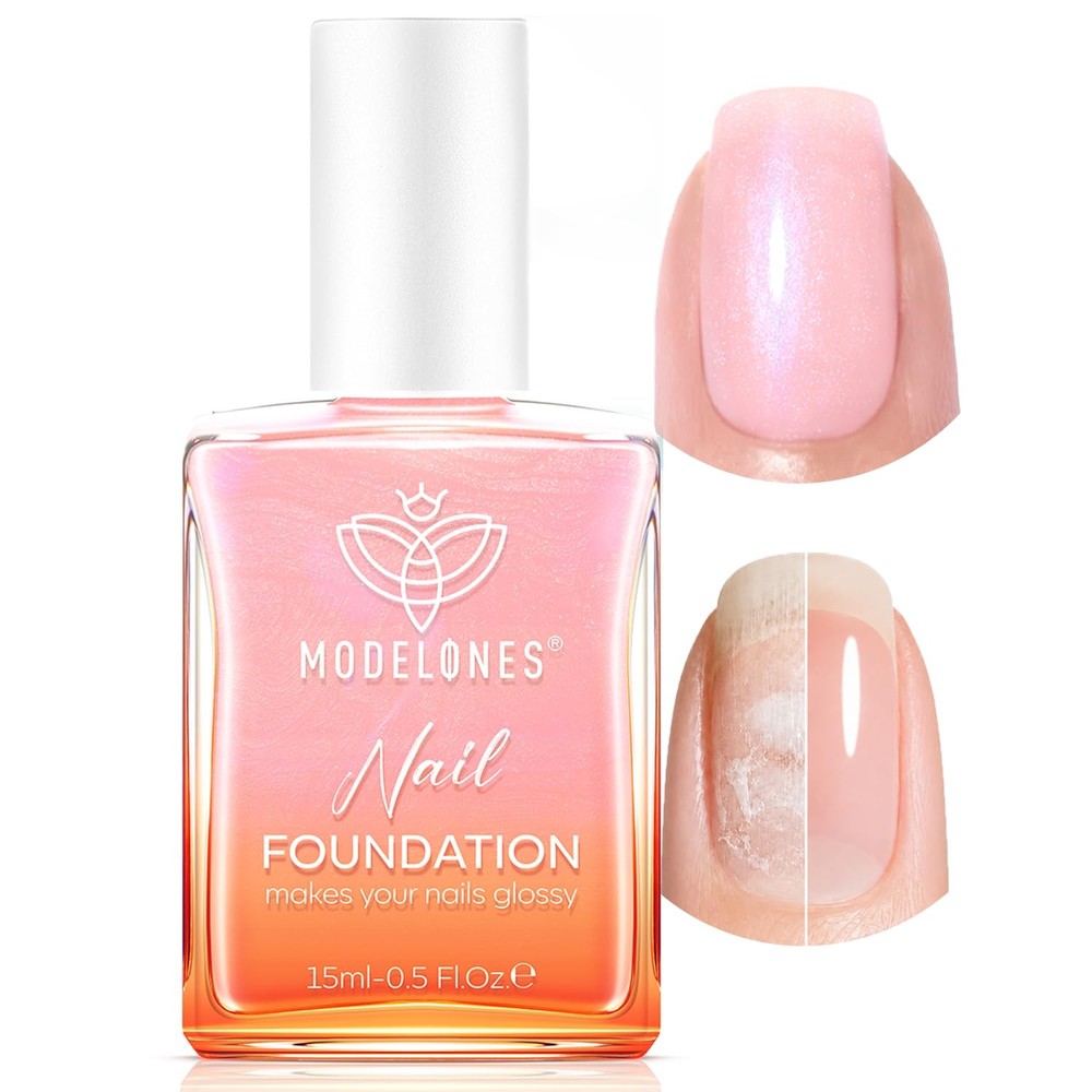 modelones Nail Strengthener, Sparkle 0.5 Fl Oz (Pack of 1), A4-Glitter Pink