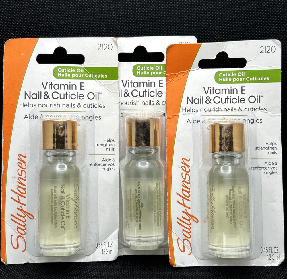 Sally Hansen VITAMIN E NAIL & CUTICLE OIL Nourishes Lot of 3 each .45oz