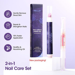 Ceramic Cuticle Oil Pusher Pen Grape Rose Scent 2-in-1 Nail Care Set for