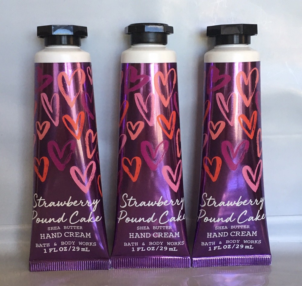 NEW Lot Of 3 Bath & Body Works STRAWBERRY POUND CAKE Shea Butter Hand Cream