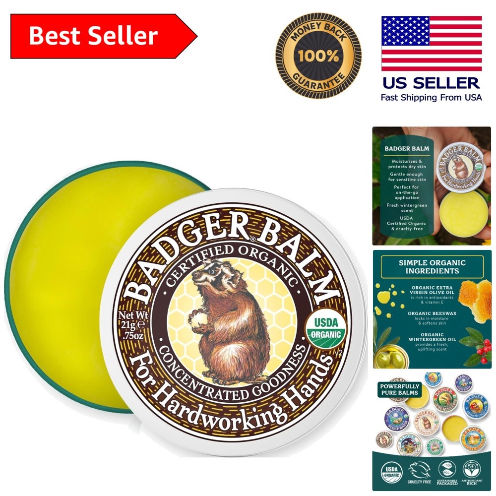 Hard Working Hands Cream – Organic Moisturizer with Soothing Wintergreen Scent