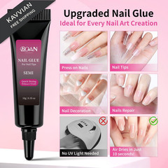 BQAN Semi Nail Glue Kit Super Strong for Acrylic Tips 10g, Clear
