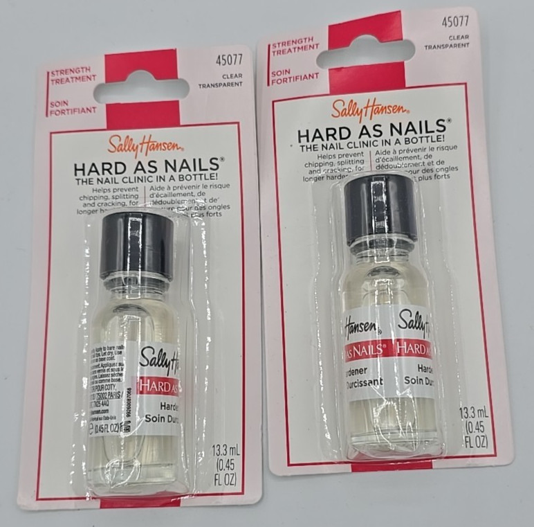 Lot of 2 Sally Hansen Hard as Nails Hardener Strength Treatment Clear 45077