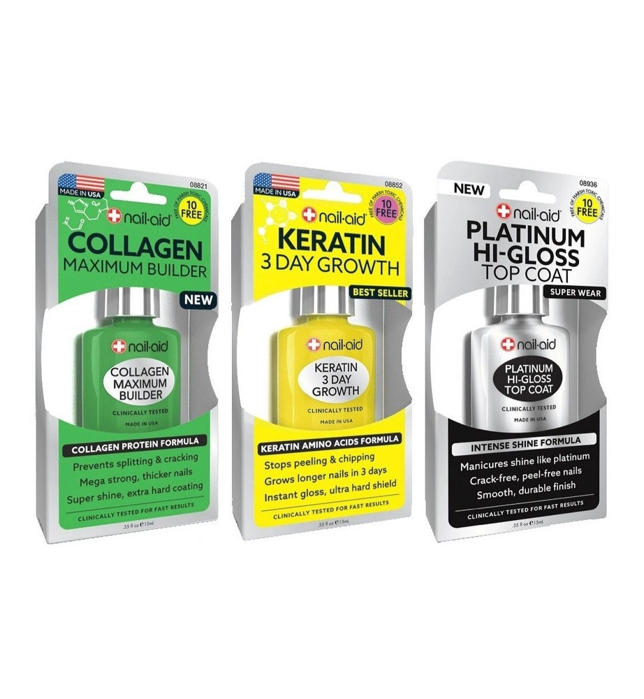 3 PK Collagen Base + Keratin Growth + Platinum Top Coat
