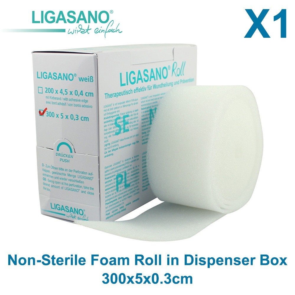 LIGASANO Foam Roll in Dispenser Box Non Sterile Bandage 300x5x0.3 cm Nail Care