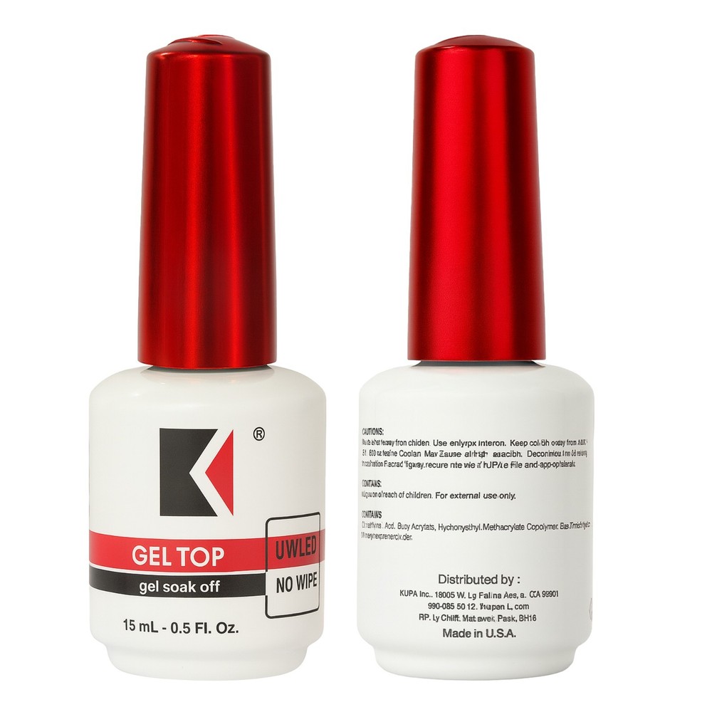 KUPA GelFinity No Wipe UV/LED Gel Top Coat 15ml Soak Off Clear Sealer