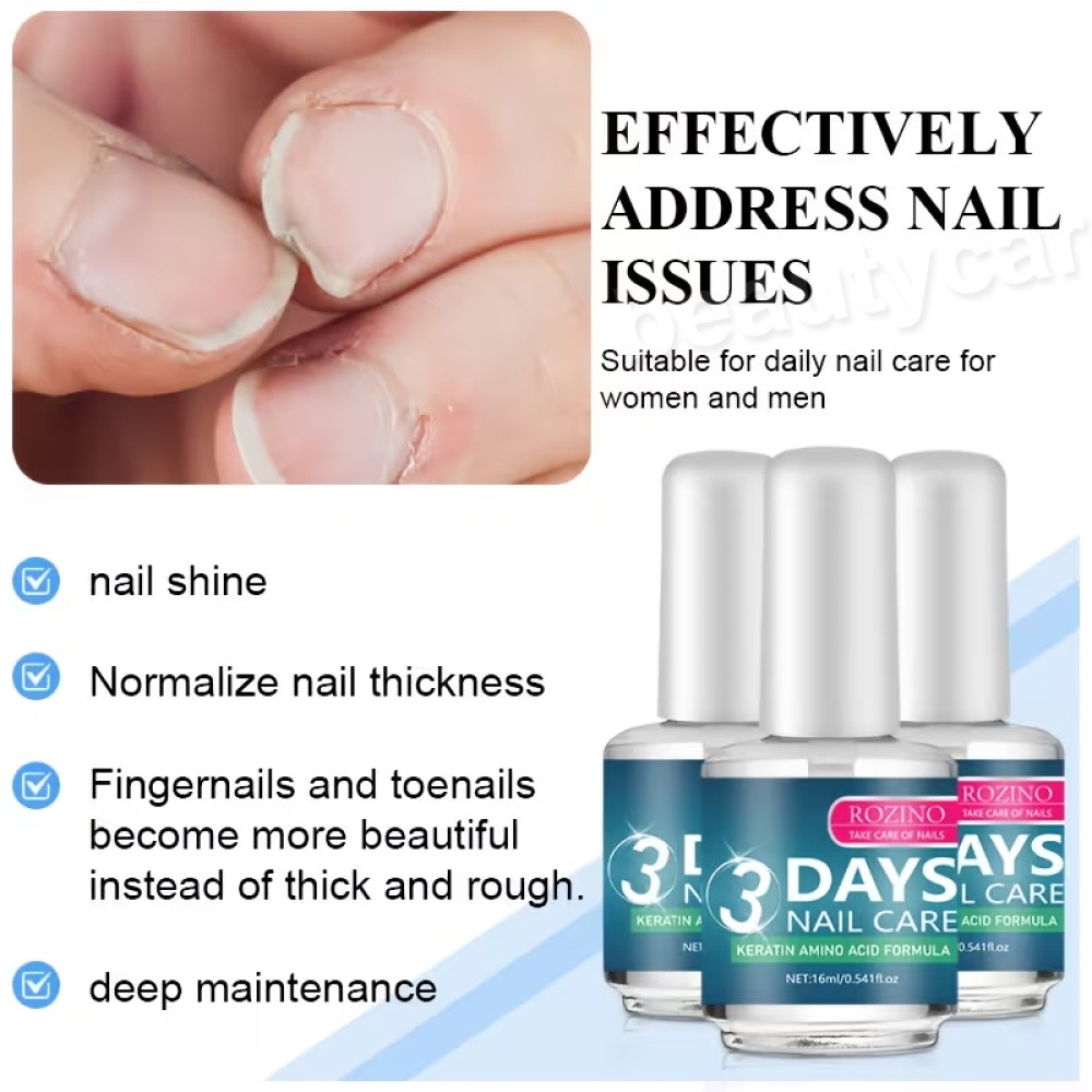 3PACK ROZINO 3 Days Nail Care – Keratin Amino Acid Formula Superior Nail Nourish