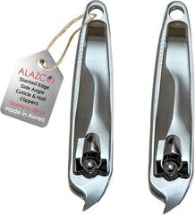 2 Slanted Edge Nail Clippers & Cuticle Trimmer Side Angle Stainless Steel