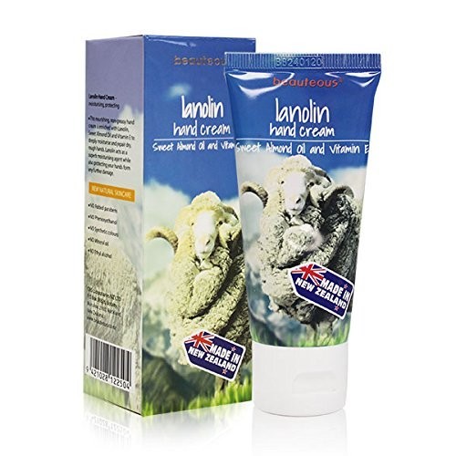 All Natural New Zealand Lanolin Hand Cream with Almond Oil and Vitamin E, 50g