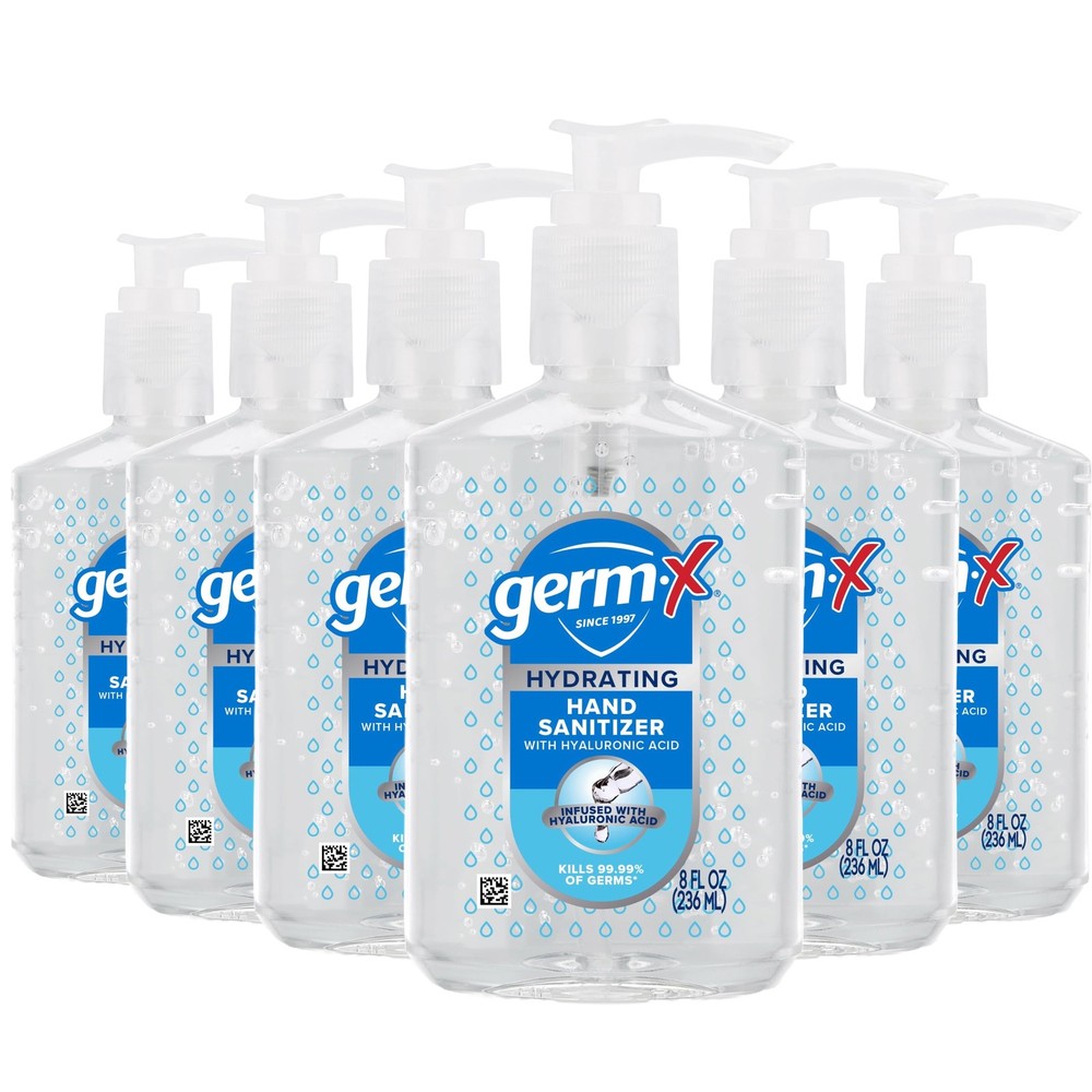 Germ-X Hydrating Hand Sanitizer, with Hyaluronic Acid, 8 8 Fl Oz (Pack of 6)