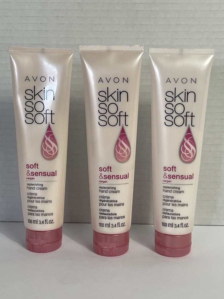 Lot Of 3 Avon Skin So Soft Soft and Sensual Replenishing Hand Cream + Argan F3