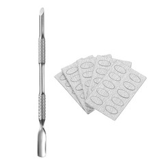 Metal Nail Cuticle Pusher Tool Dual-Ended with 50pcs 240 Grit Sandpaper