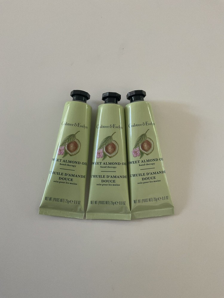 3 Crabtree & Evelyn Sweet Almond Oil Moisturizing Hand Therapy Cream .9oz Sealed