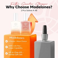 modelones Nail Strengthener 0.51 Fl Oz (Pack of 1), Milky White & Nude Pink