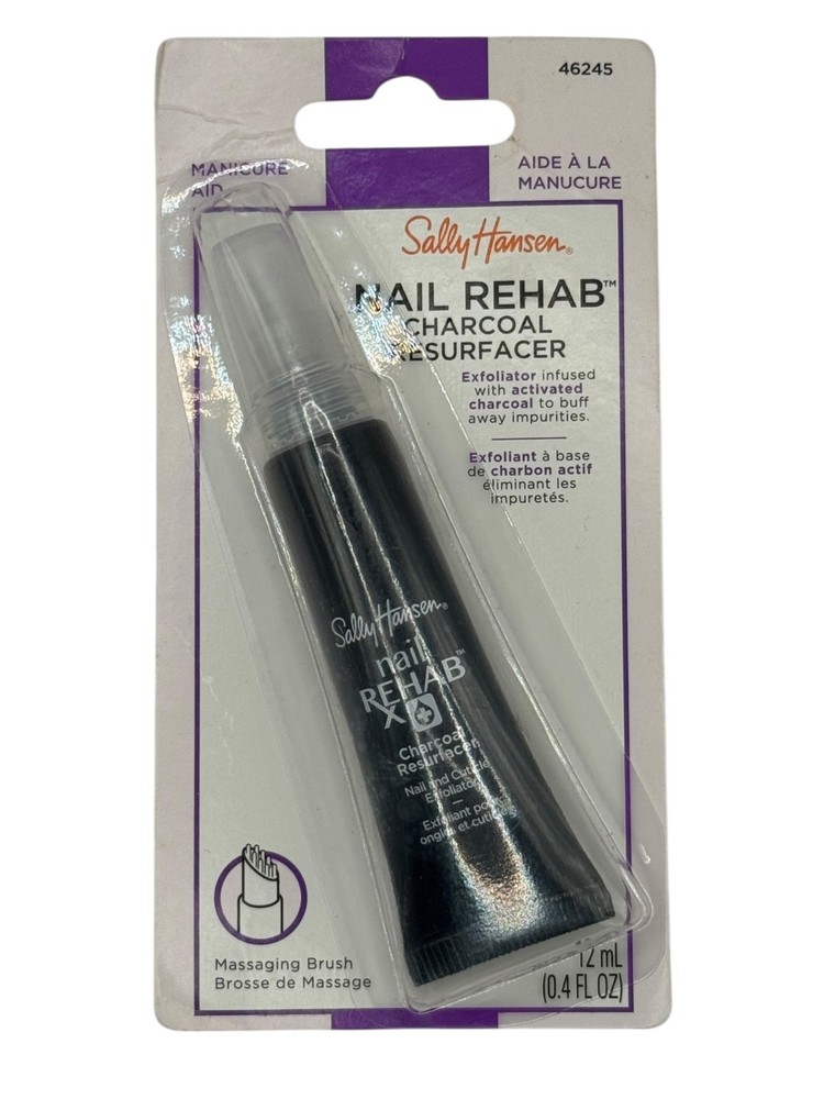 Sally Hansen Nail Rehab Charcoal Resurfacer 0.4 fl oz Exfoliant Cuticle Cleaner
