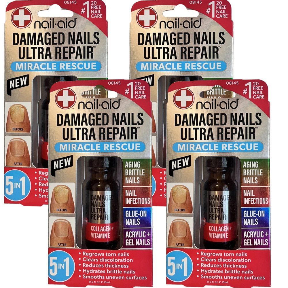 4-Pack Nail-Aid 5-in-1 Damaged Nails Multi-Repair Treatment Fingernails Toenails