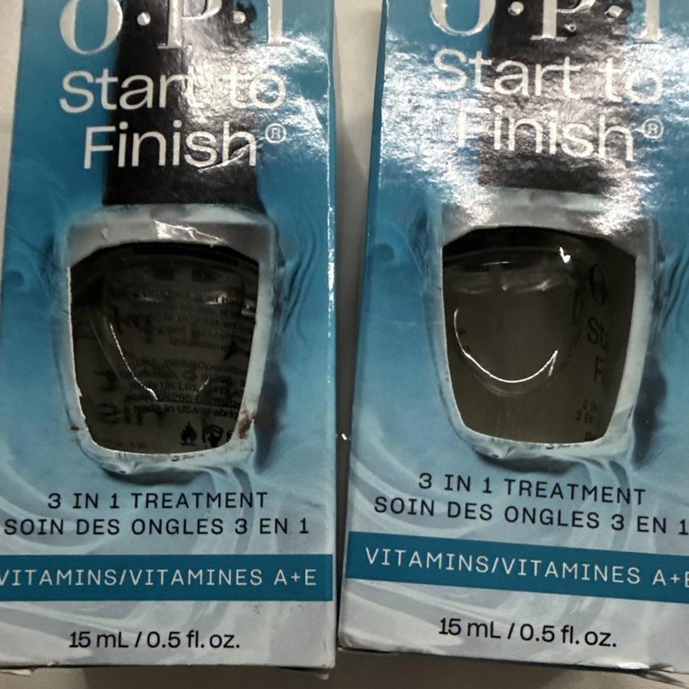 OPI Start to Finish 3-in-1 Nail Strengthener Treatment, Vitamins A+E, 0.5 fl oz