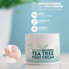 Eva Naturals Tea Tree Foot Cream – Moisturising 4 Fl Oz (Pack of 1), White