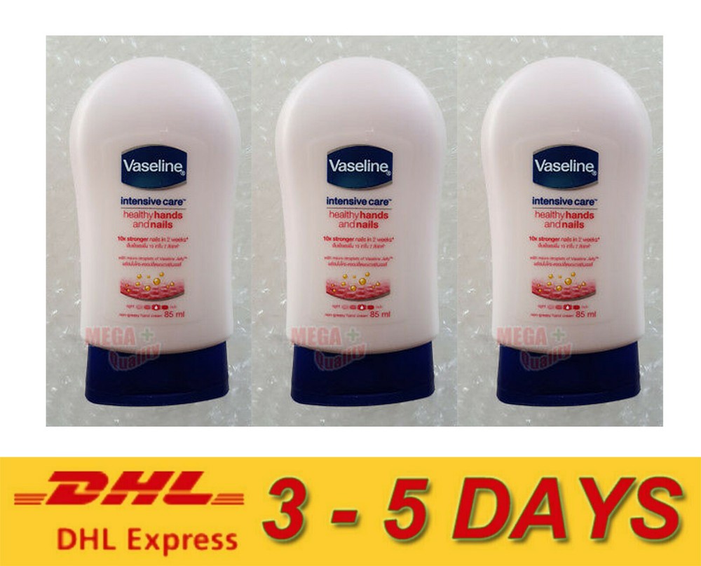 3 x Vaseline Healthy Hand Nail Moisturizing Lotion Conditioning + Vitamin 85 ml.