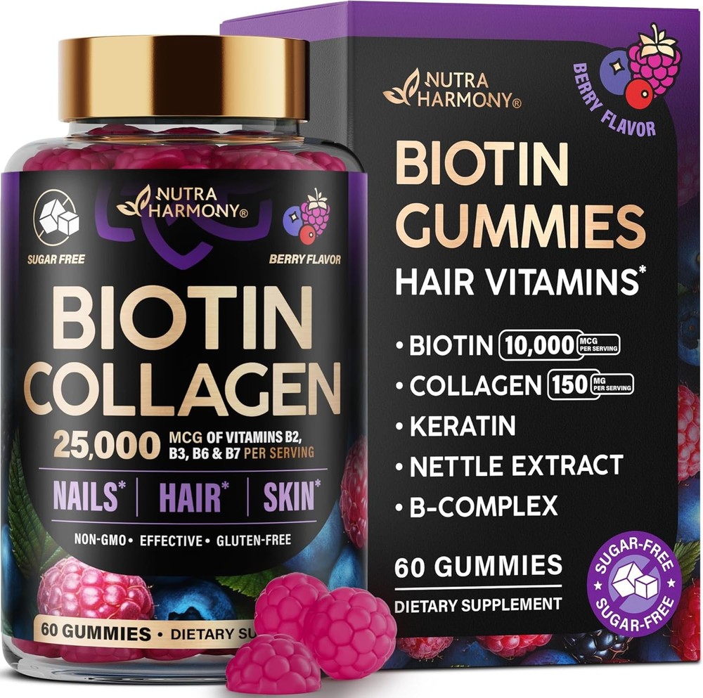 Biotin Gummies with Collagen – Hair Growth Support, Skin, & Nail Strength – for