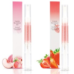 Meschett 2PCS Cuticle Oil 0.07 Fl Oz (Pack of 2), Peach & Strawberry Flavors