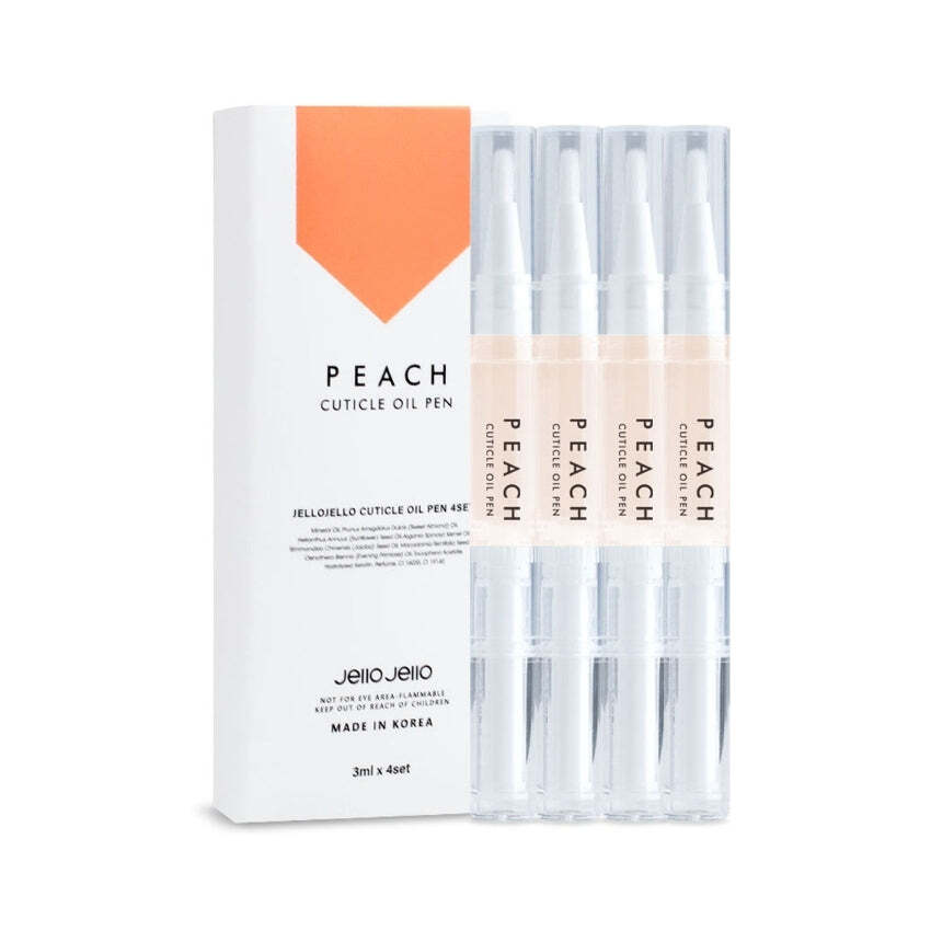 JelloJello Cuticle Oil Pen Peach 3ml*4Pcs – FREE SHIPPING